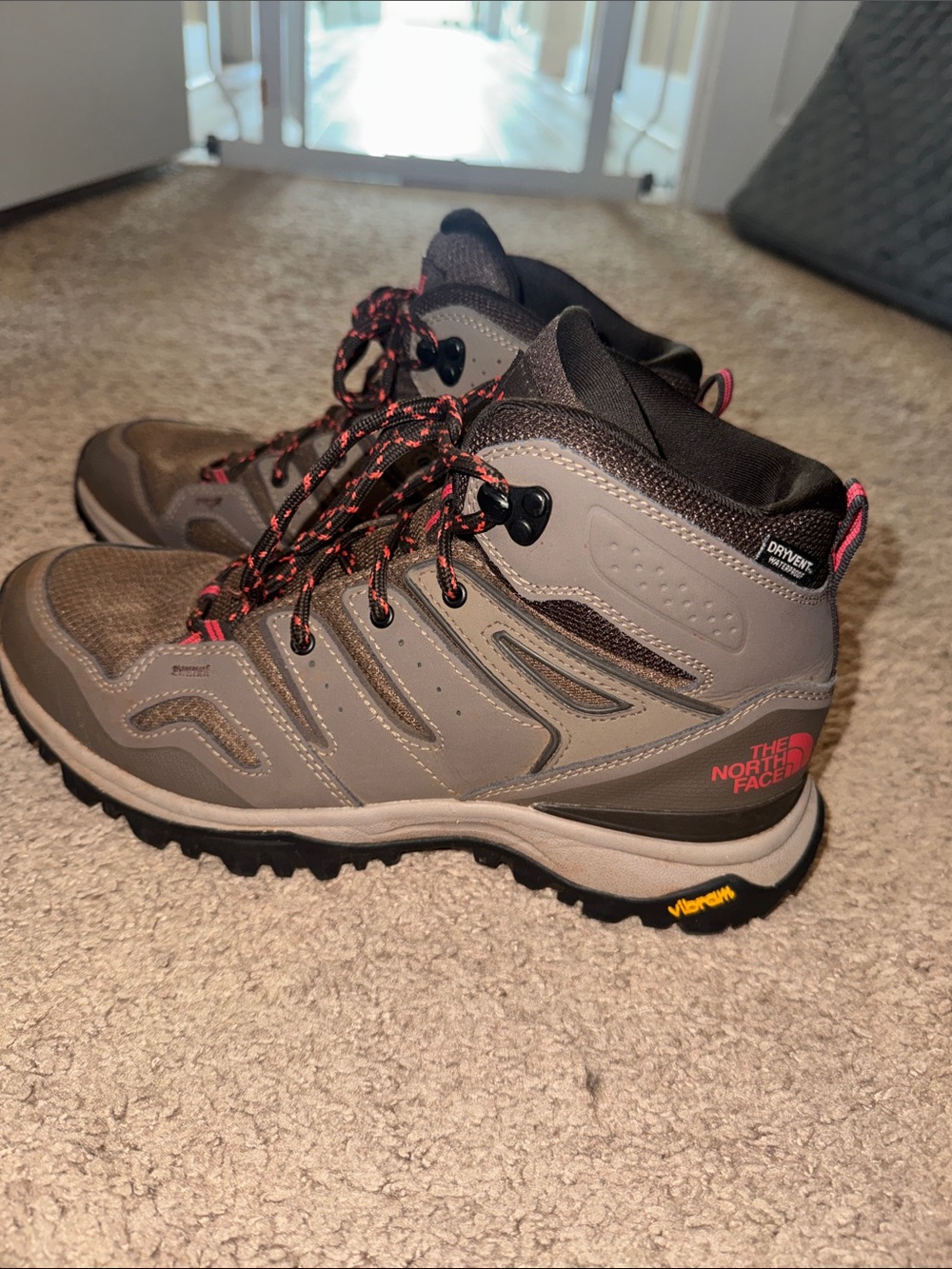 The North Face Women’s Lace-Up Hiking Boots with Red Accents